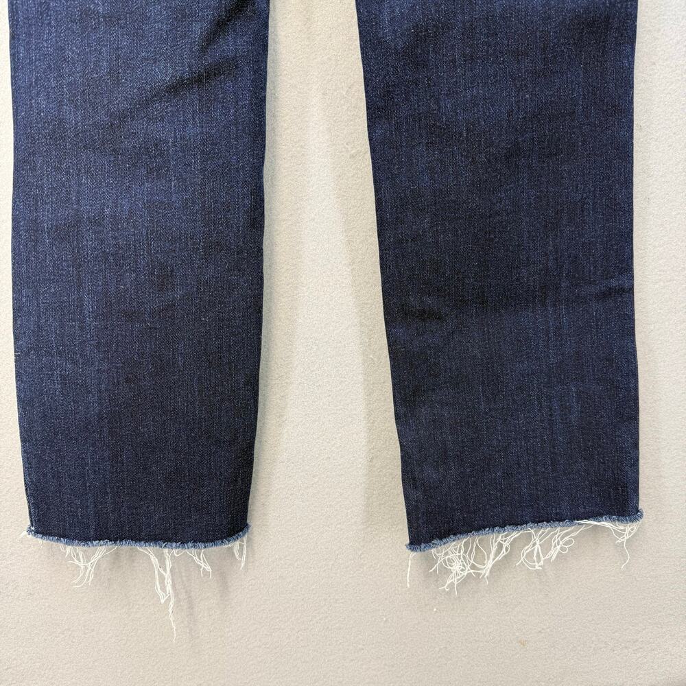 Risen Jeans Women's 9/29 Dark Blue Bootcut Raw Hem High Rise Fit EUC - Picture 4 of 14